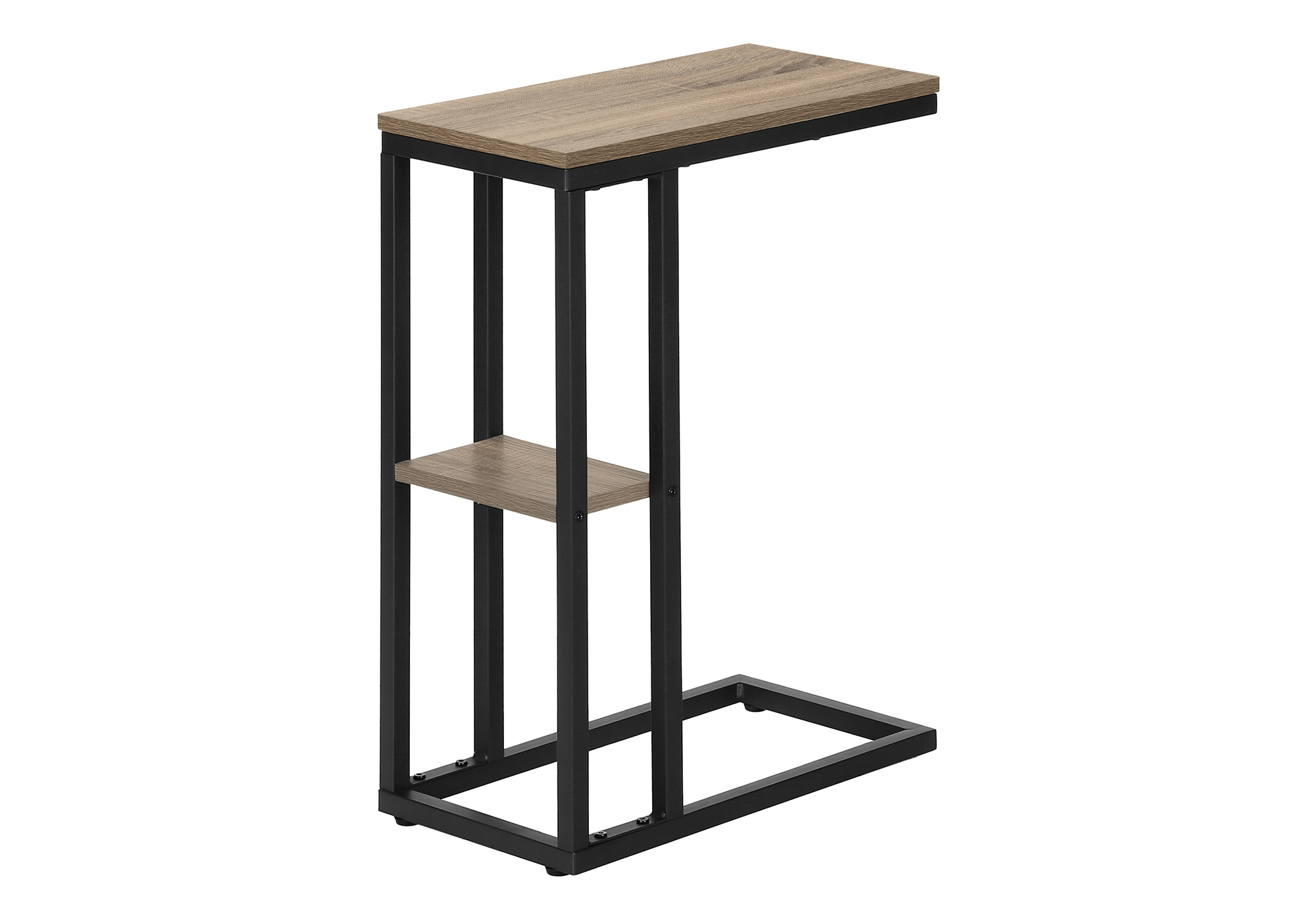 ACCENT TABLE - 25"H / DARK TAUPE / BLACK METAL
